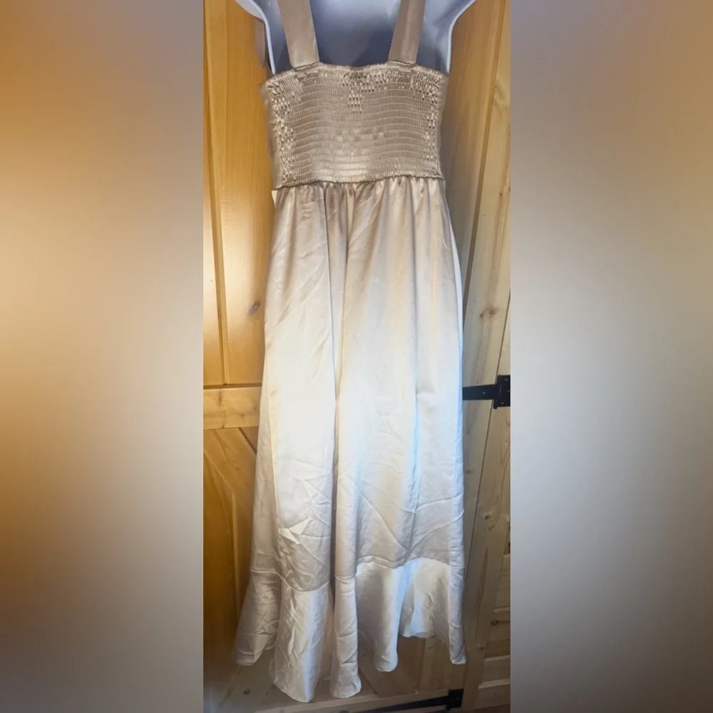 Show‎ Me Your Mumu Claire Champagne Luxe Satin Midi Dress Polyester Med